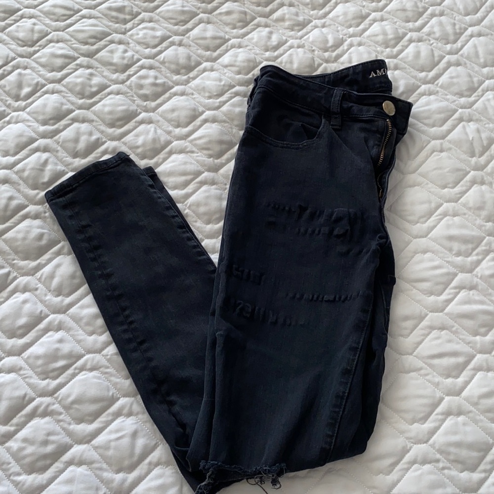 American Eagle distressed black skinny jeans